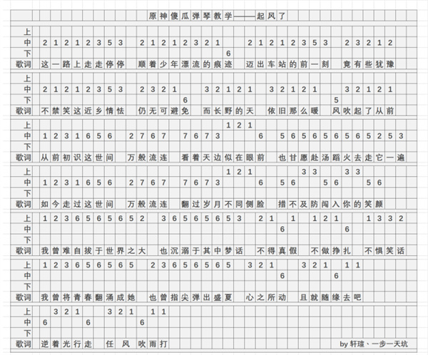 原神起风了曲谱手机版 起风了琴谱简谱图片图1