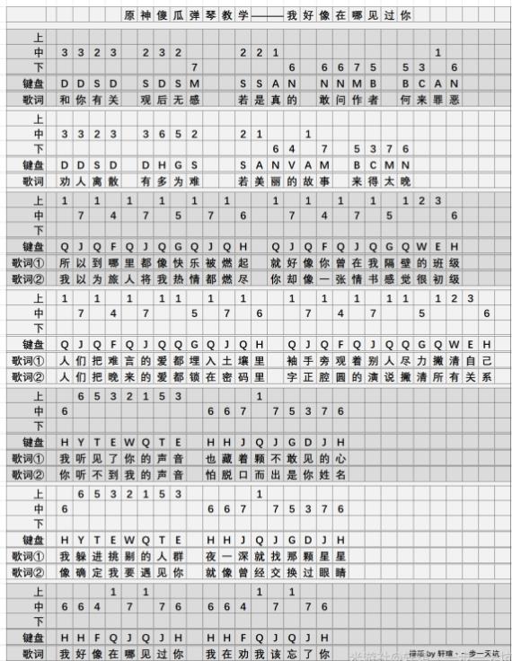 原神我好像在哪儿见过你琴谱手机版 我好像在哪儿见过你琴谱简谱图片图1